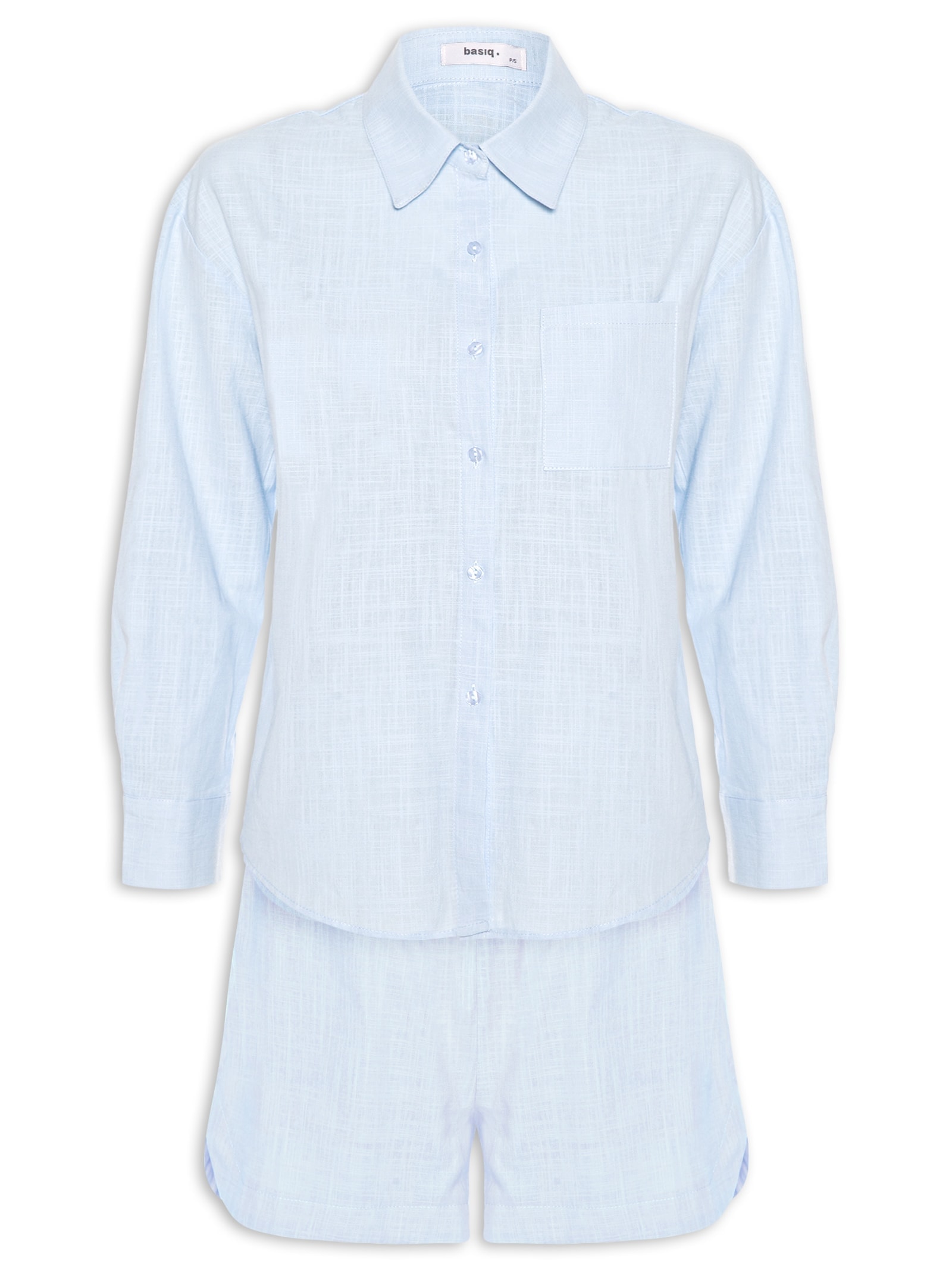 Conjunto Feminino Camisa E Short Azul Basiq