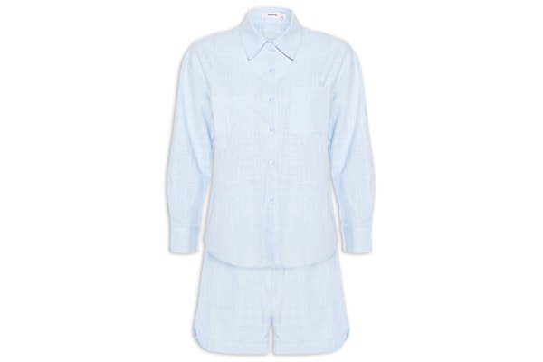 Conjunto Feminino Camisa E Short - Azul