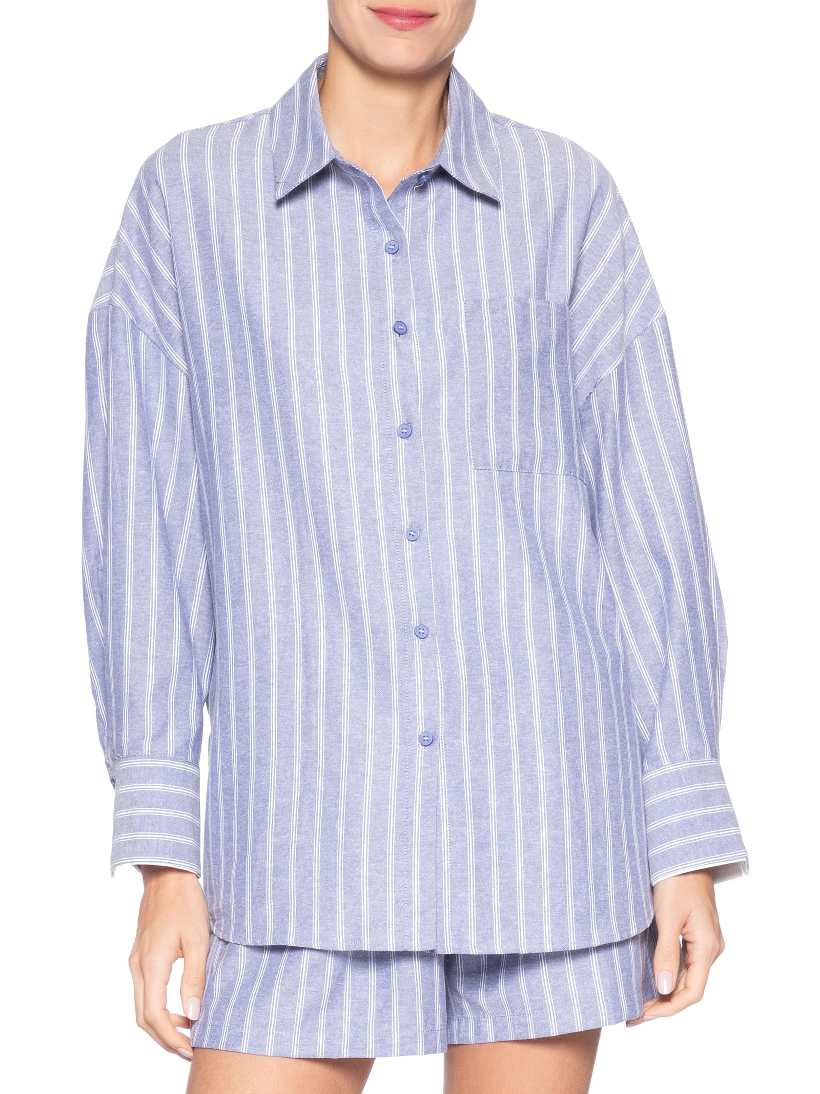 Conjunto Feminino Camisa e Short Azul Market 33