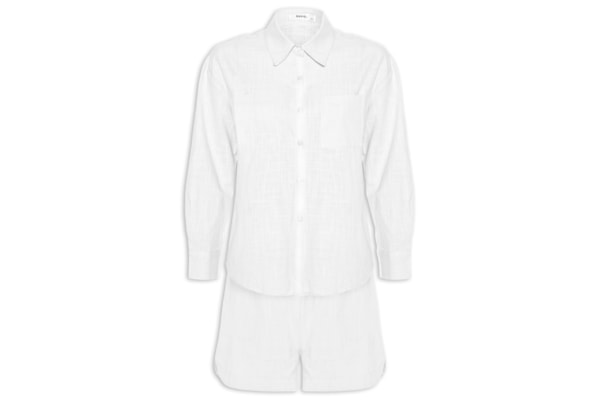 Conjunto Feminino Camisa E Short - Branco