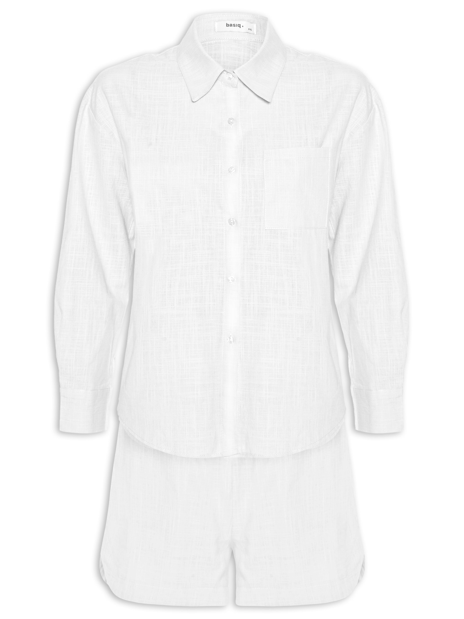 Conjunto Feminino Camisa E Short Branco Basiq
