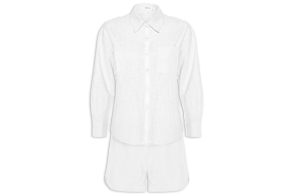 Conjunto Feminino Camisa E Short - Branco