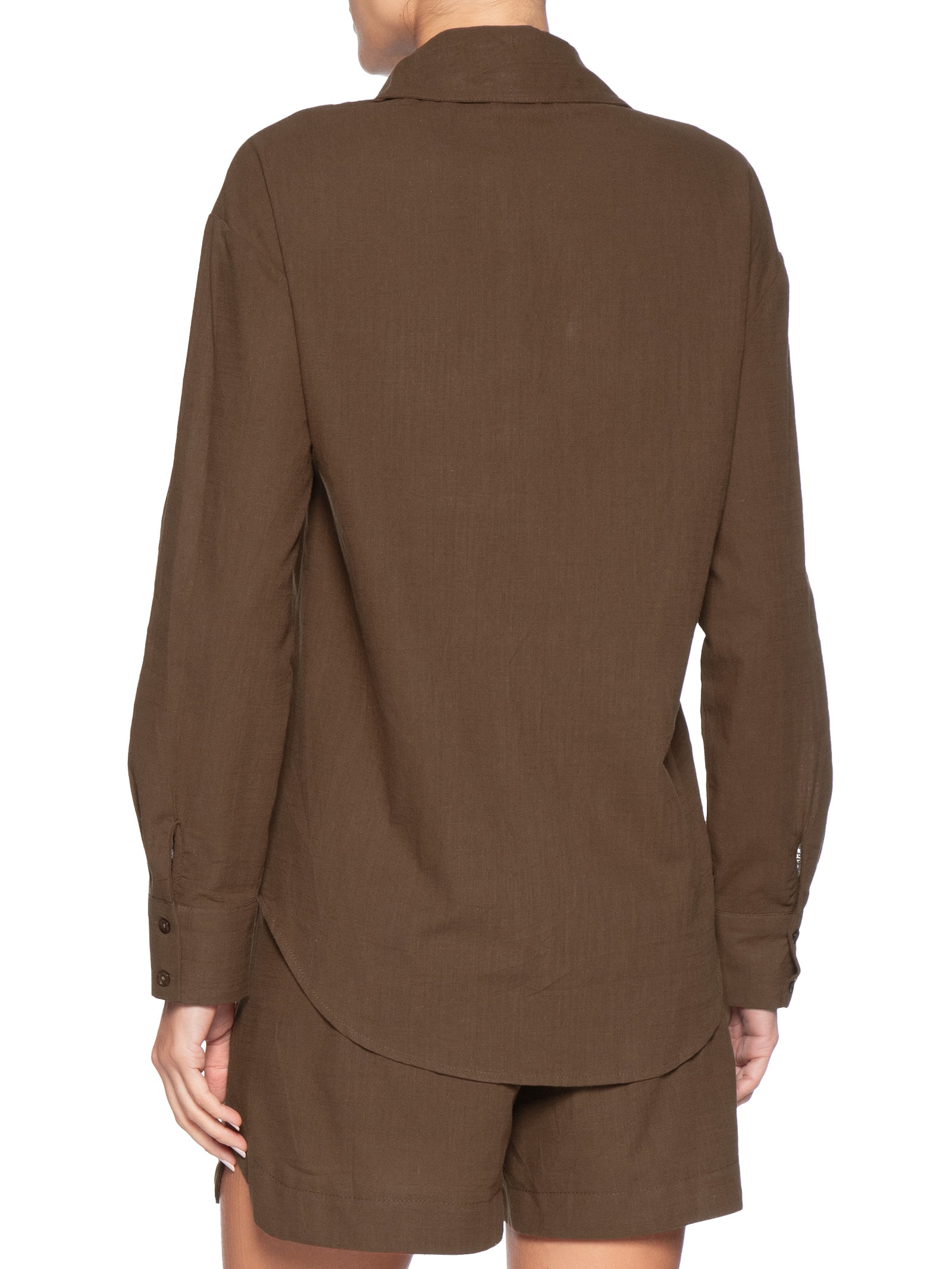 Conjunto Feminino Camisa E Short Marrom Basiq