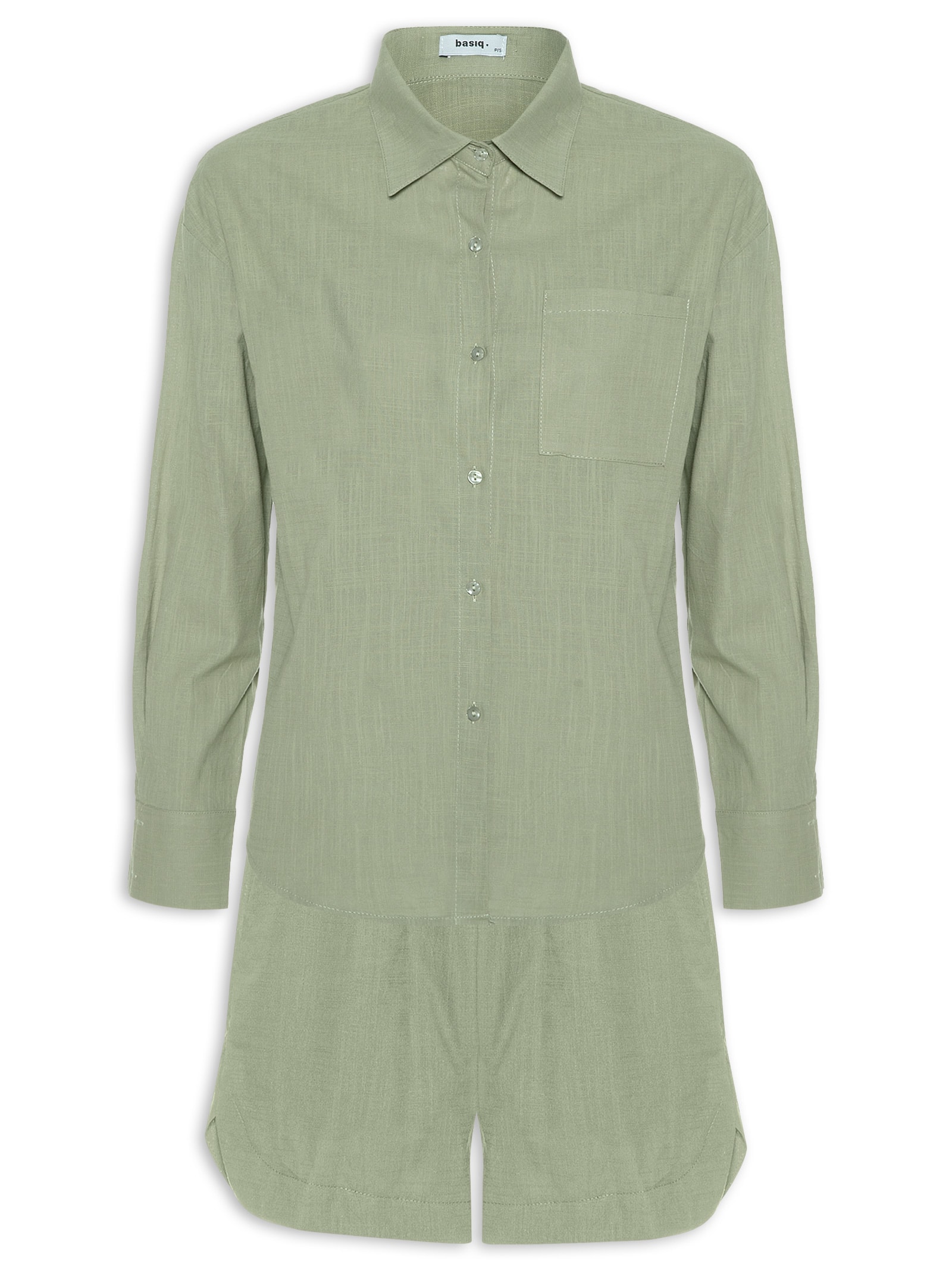 Conjunto Feminino Camisa E Short Verde Basiq