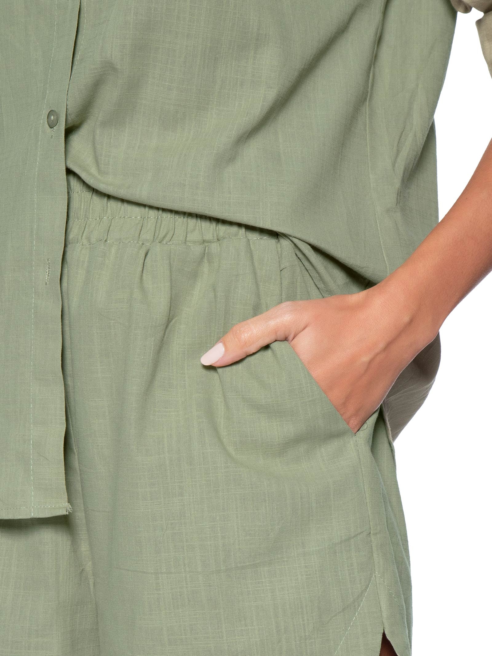 Conjunto Feminino Camisa E Short Verde Basiq