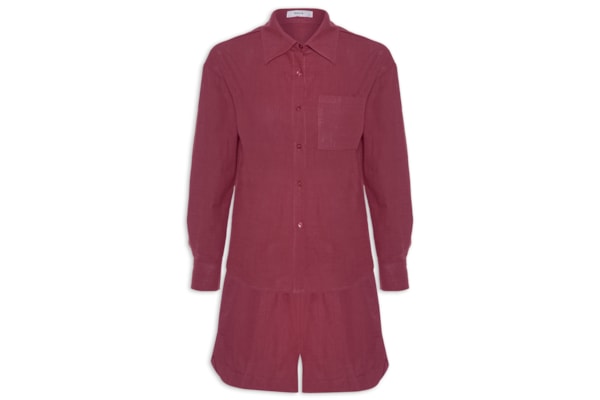 Conjunto Feminino Camisa E Short - Vermelho