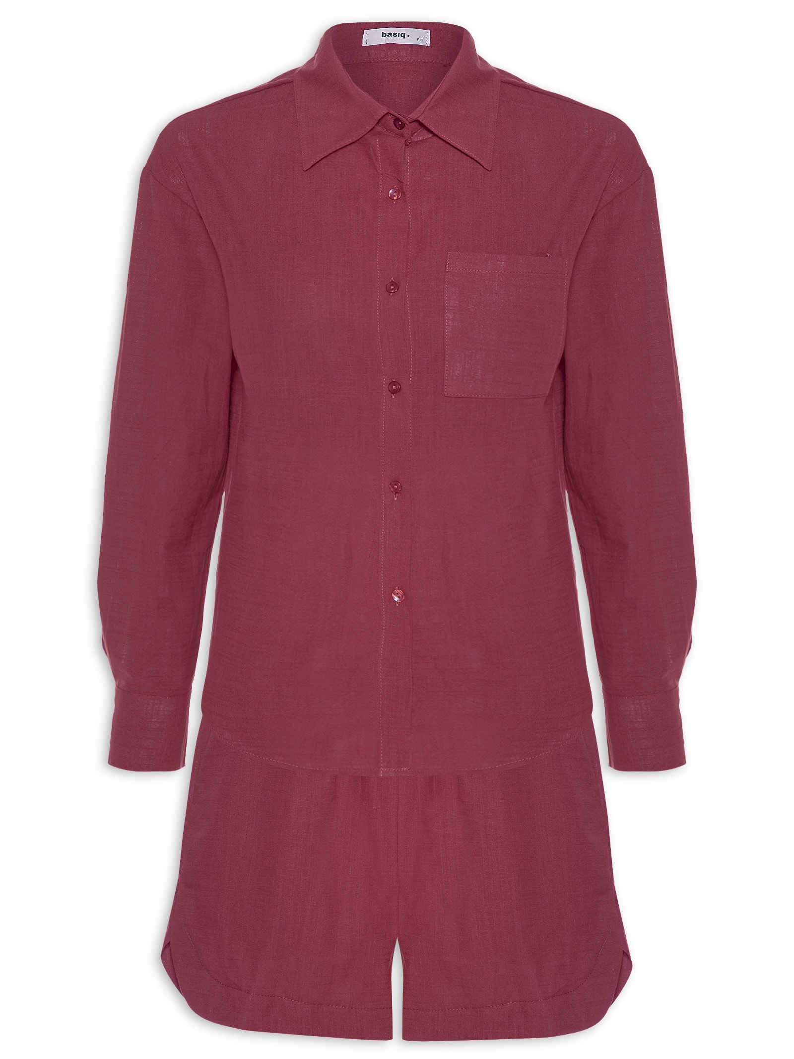 Conjunto Feminino Camisa E Short Vermelho Basiq