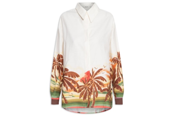 Conjunto Feminino Camisa E Top Estampa Horizonte - Off White