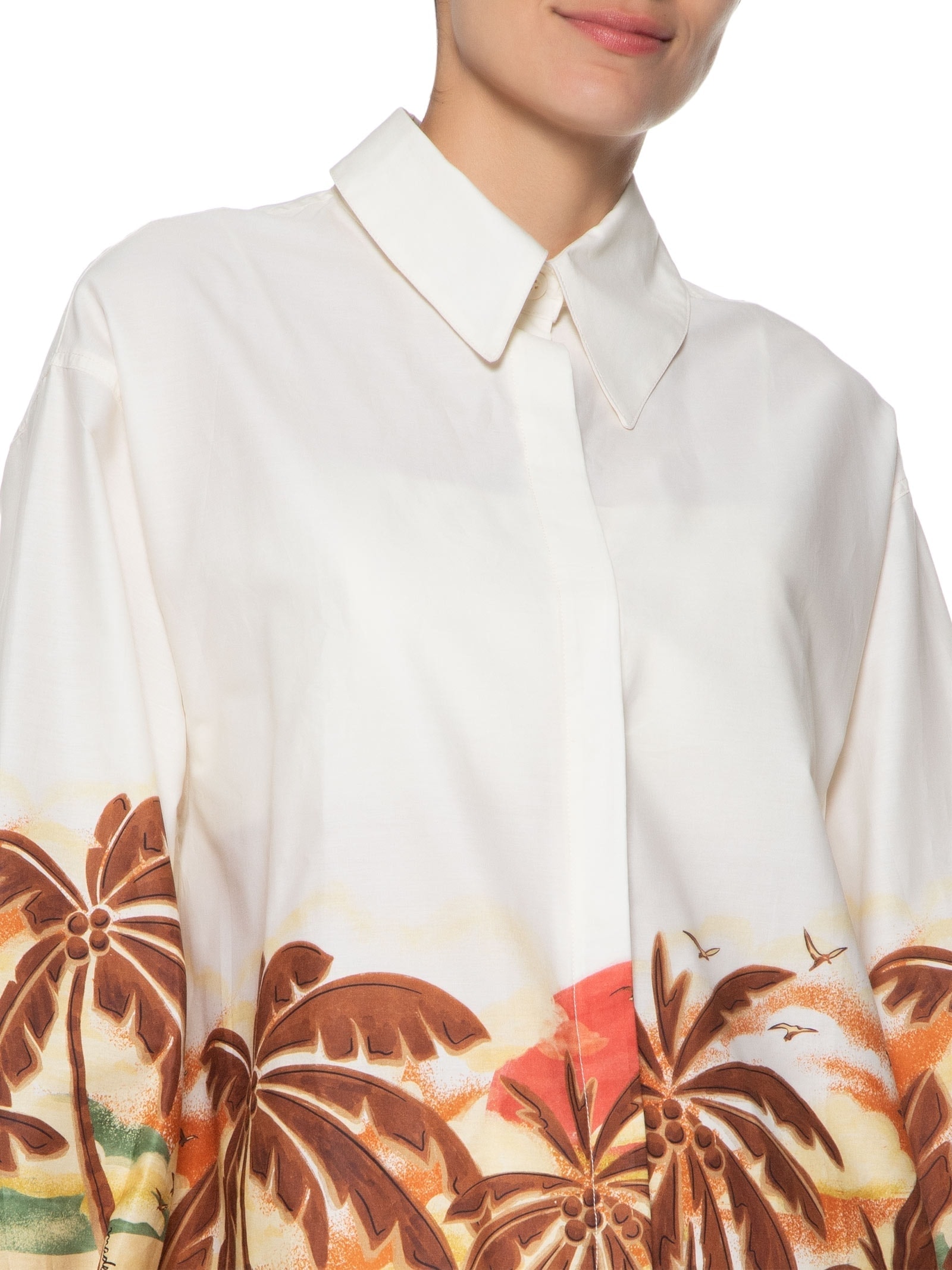 Conjunto Feminino Camisa E Top Estampa Horizonte Off White Dress To