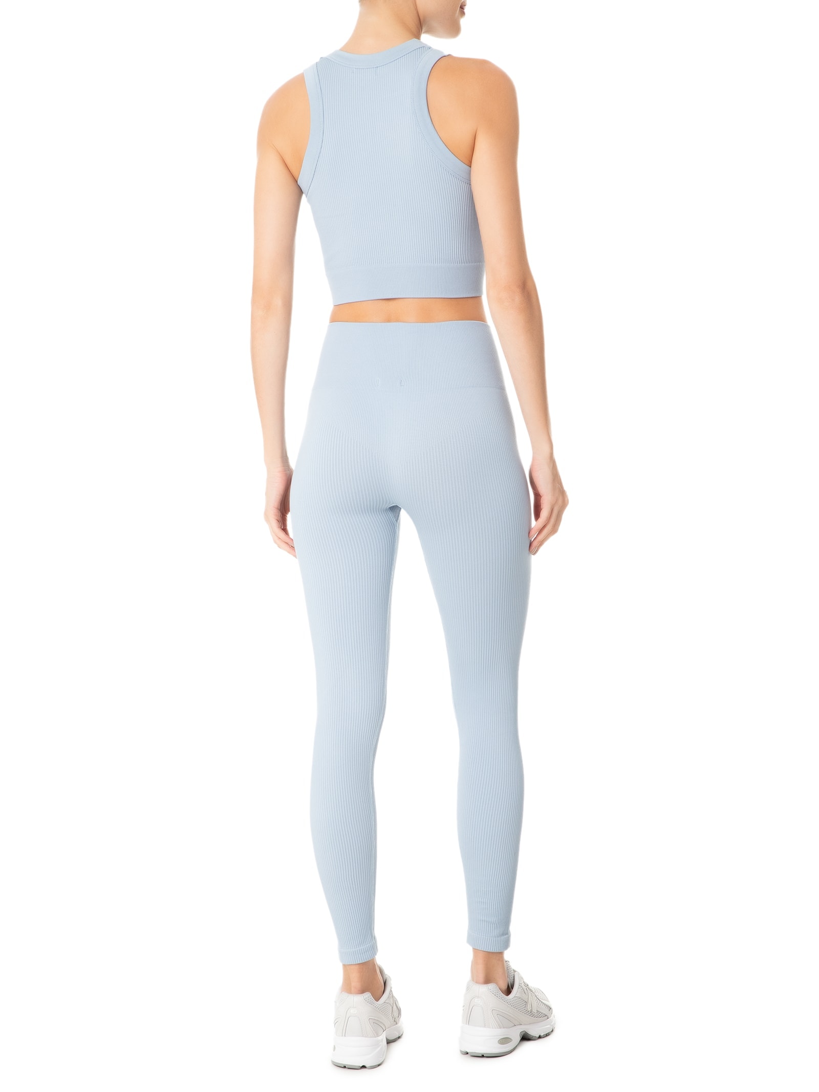 Conjunto Feminino Canelado Calça E Regata Azul Basiq
