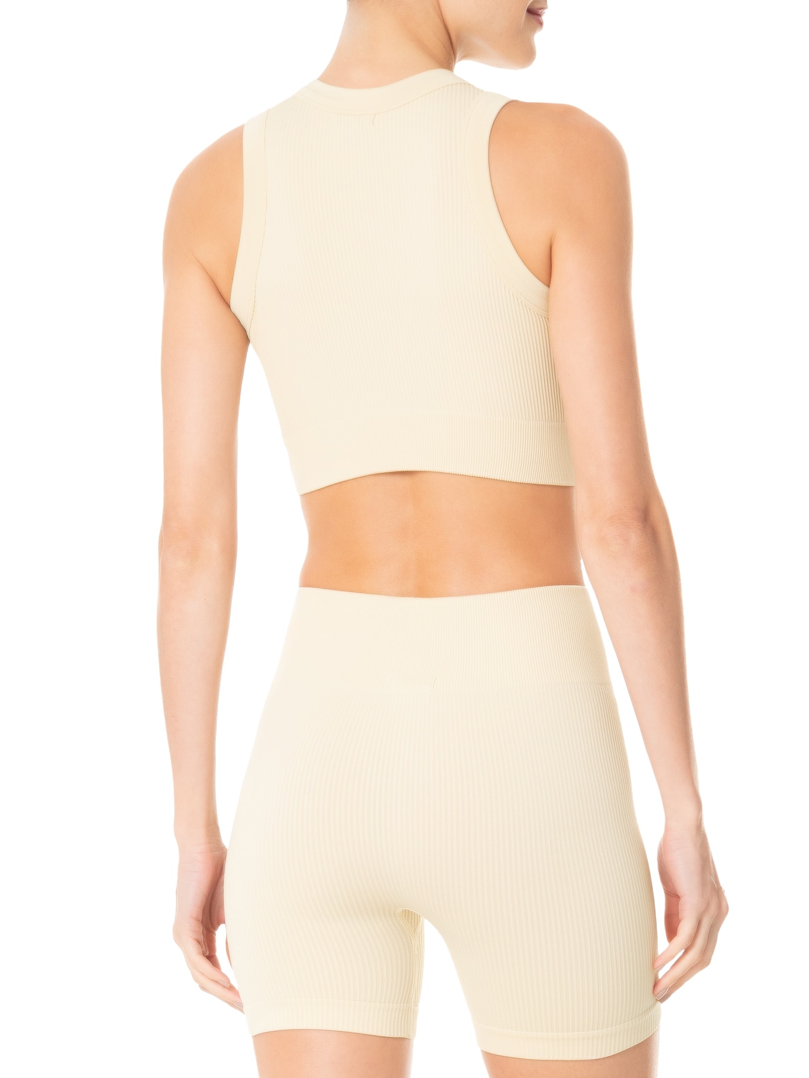 Conjunto Feminino Canelado Short E Regata Bege  Basiq