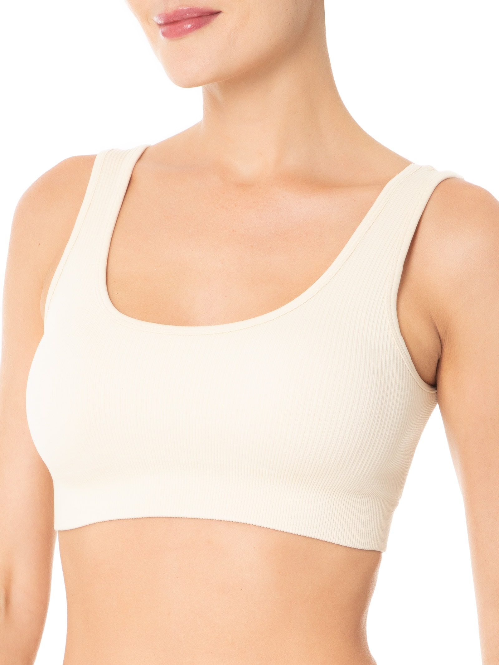 Conjunto Feminino Canelado Short E Top Bege Basiq