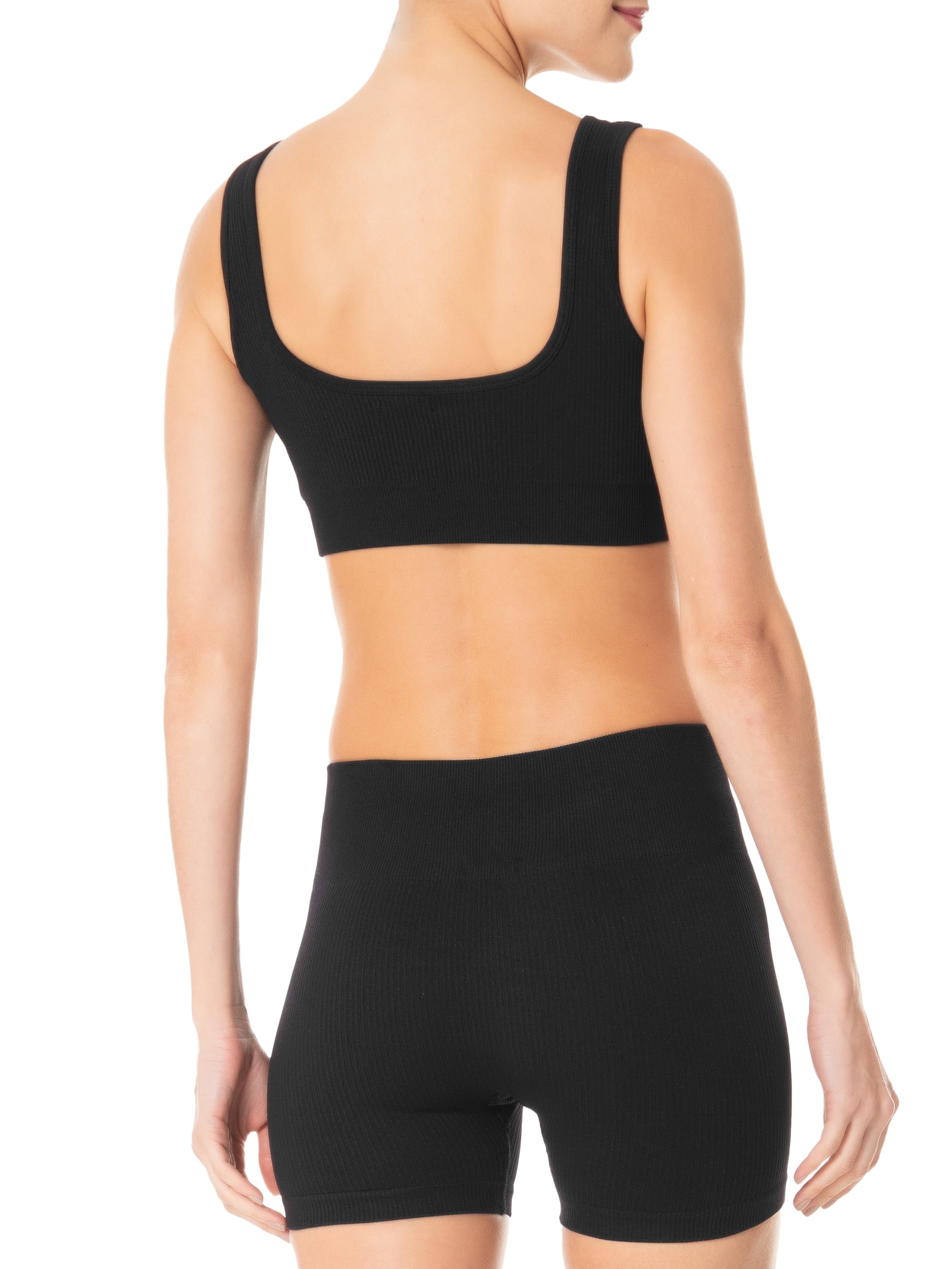 Conjunto Feminino Canelado Short E Top Preto Basiq