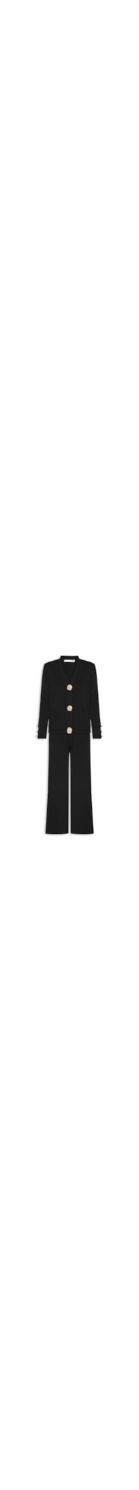 Conjunto Feminino Cardigã E Calça Em Tricot - Preto