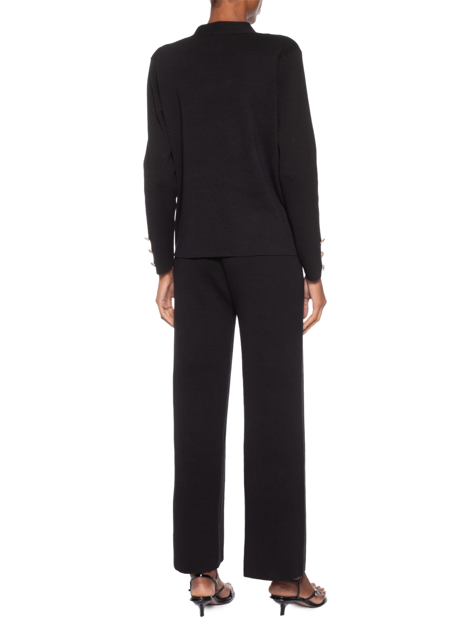 Conjunto Feminino Cardigã E Calça Em Tricot Preto '2Essential
