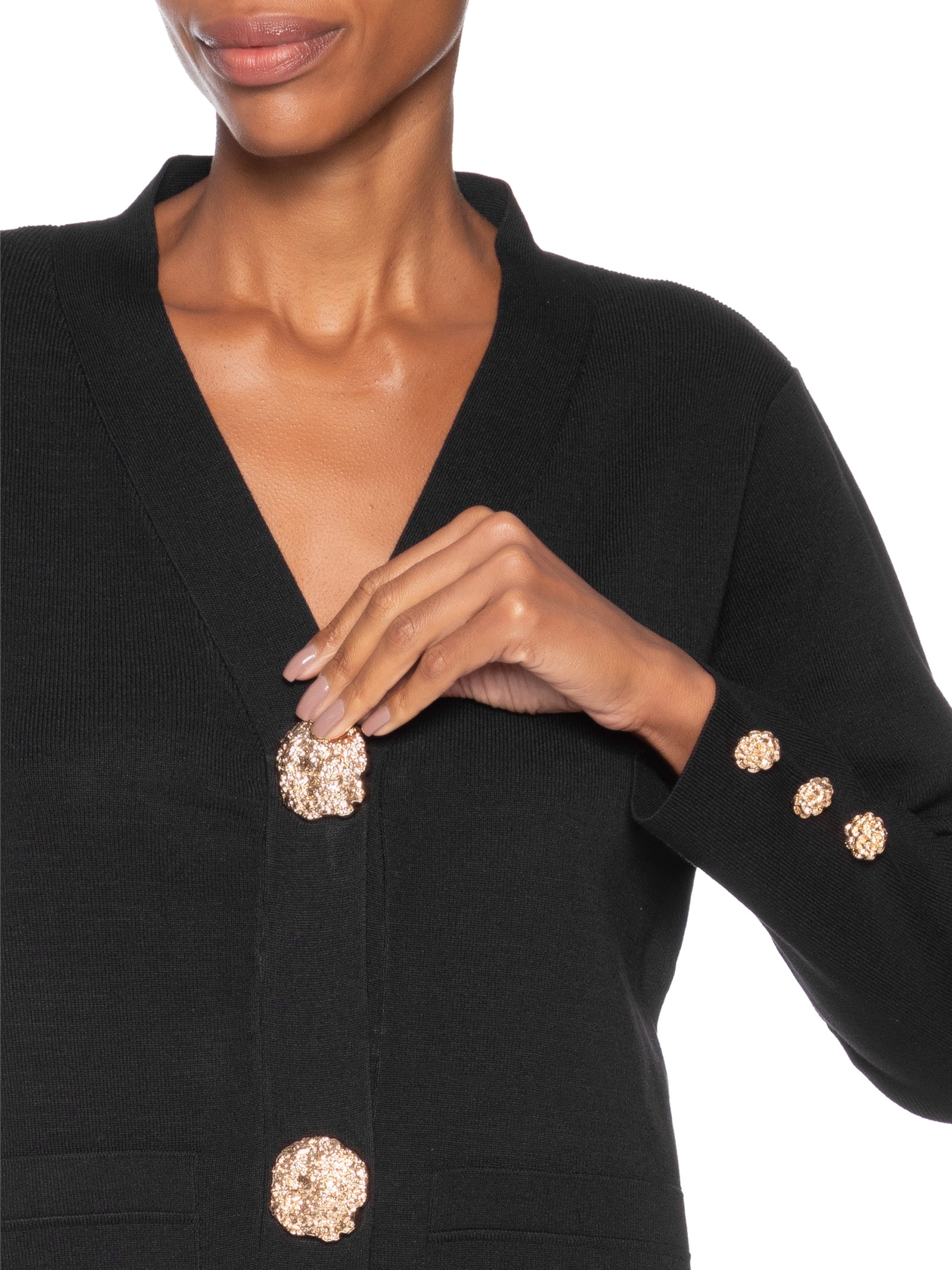 Conjunto Feminino Cardigã E Calça Em Tricot Preto '2Essential