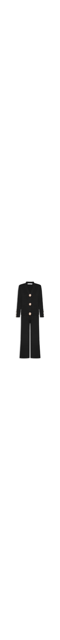 Conjunto Feminino Cardigã E Calça Em Tricot - Preto
