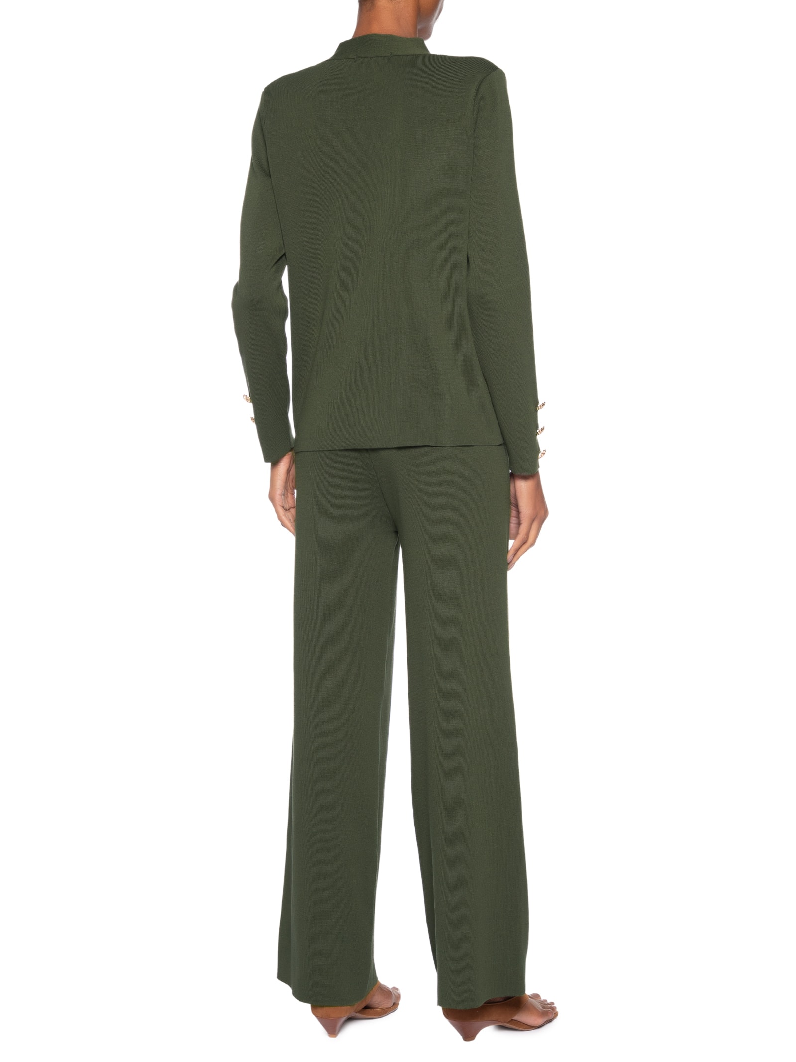Conjunto Feminino Cardigã E Calça Em Tricot Verde '2Essential