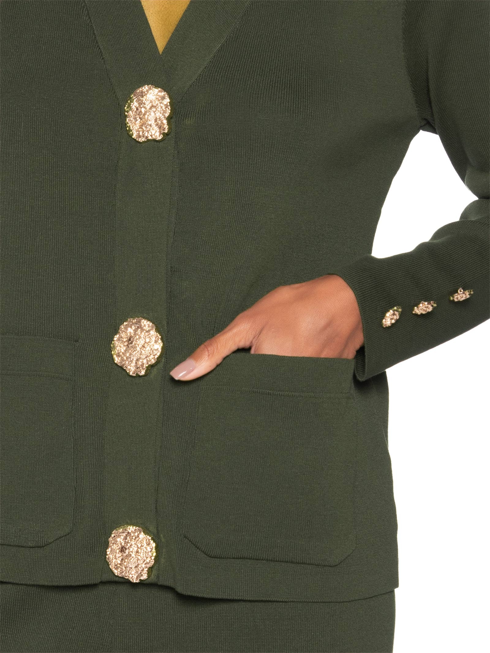 Conjunto Feminino Cardigã E Calça Em Tricot Verde '2Essential