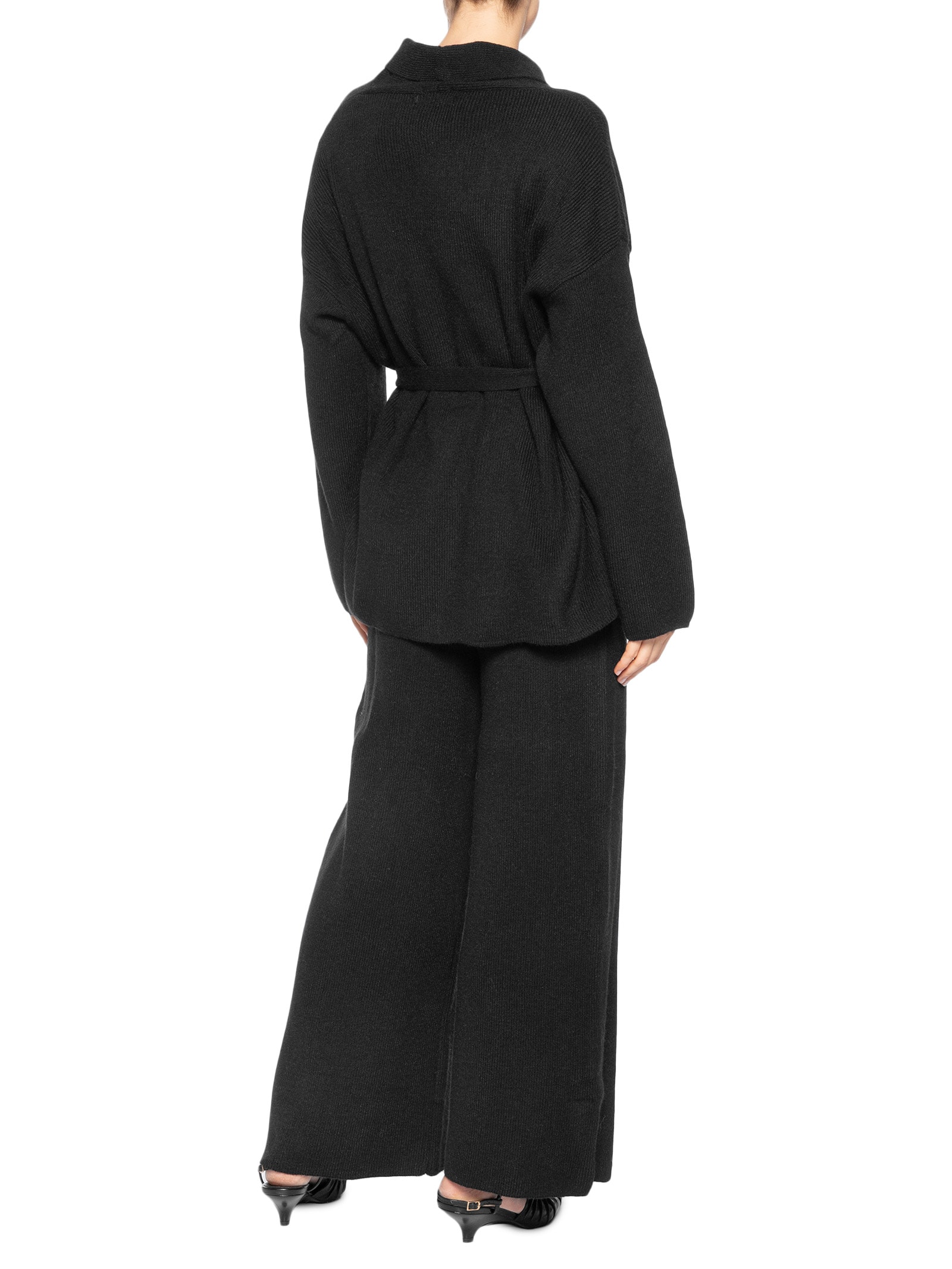 Conjunto Feminino Casaco E Calça Em Tricot Preto '2Essential