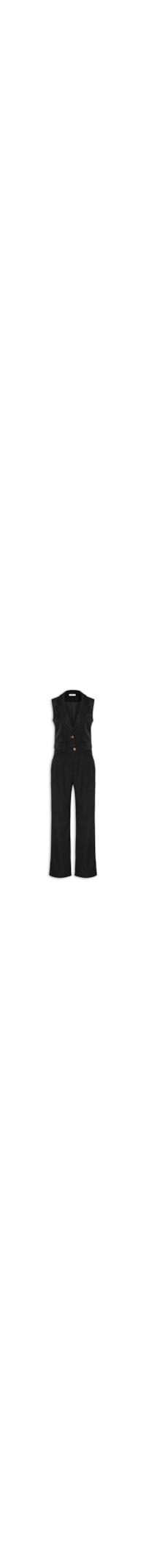 Conjunto Feminino Colete Com Bolsos E Calça - Preto