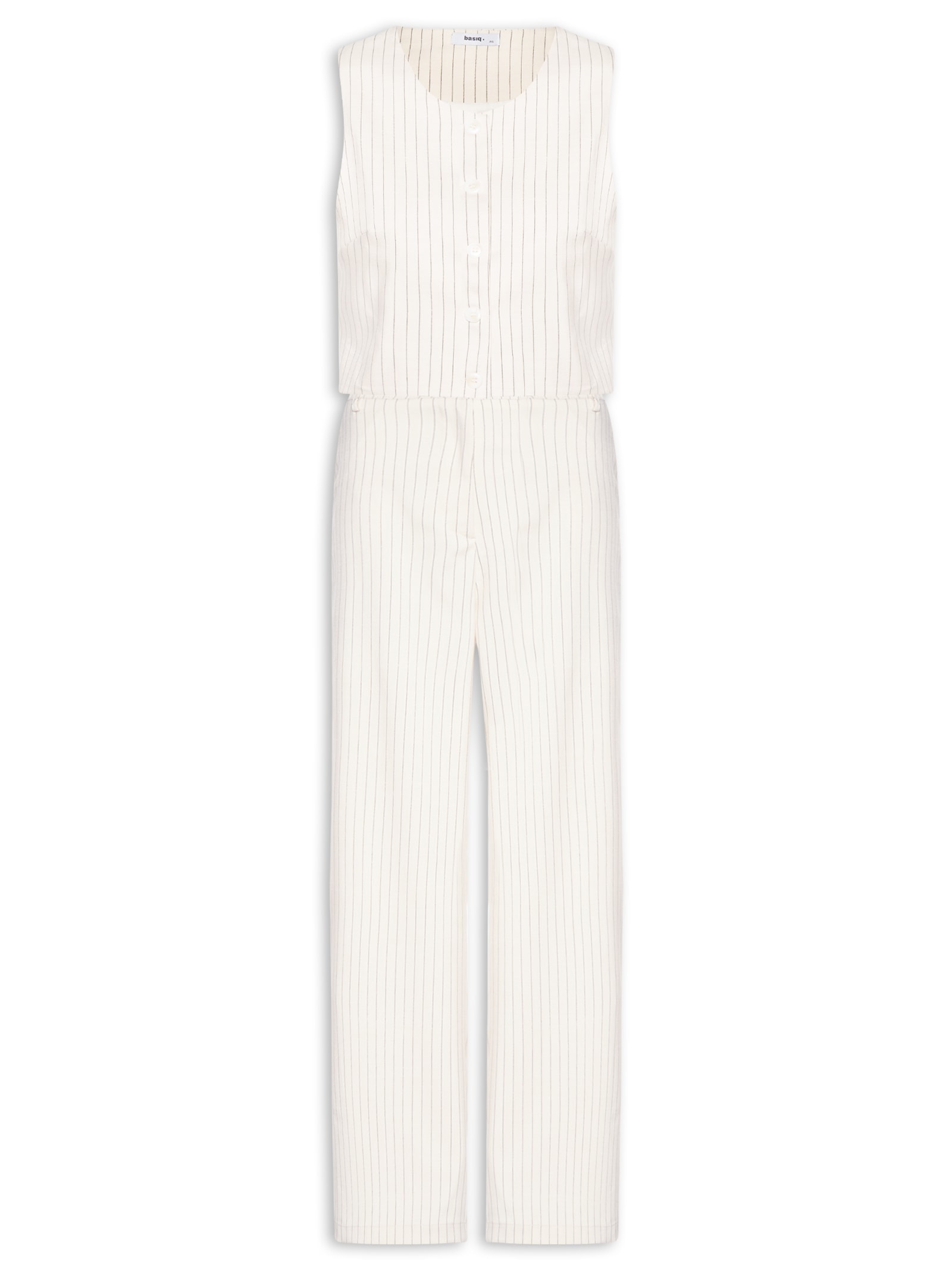 Conjunto Feminino Colete Com Calça De Alfaiataria Bege Basiq