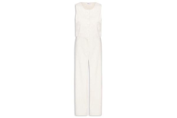 Conjunto Feminino Colete Com Calça De Alfaiataria - Bege