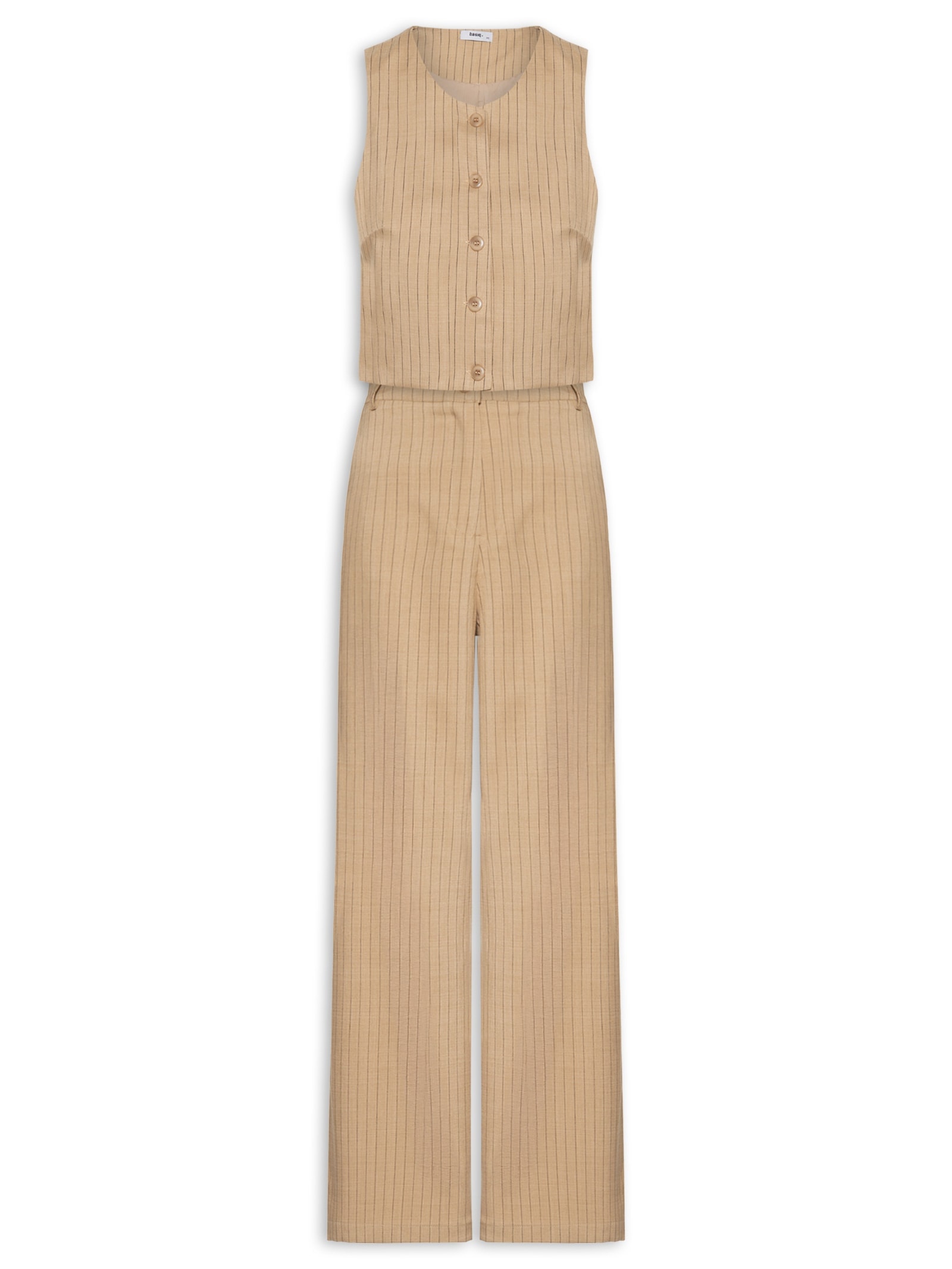 Conjunto Feminino Colete Com Calça De Alfaiataria Marrom Basiq