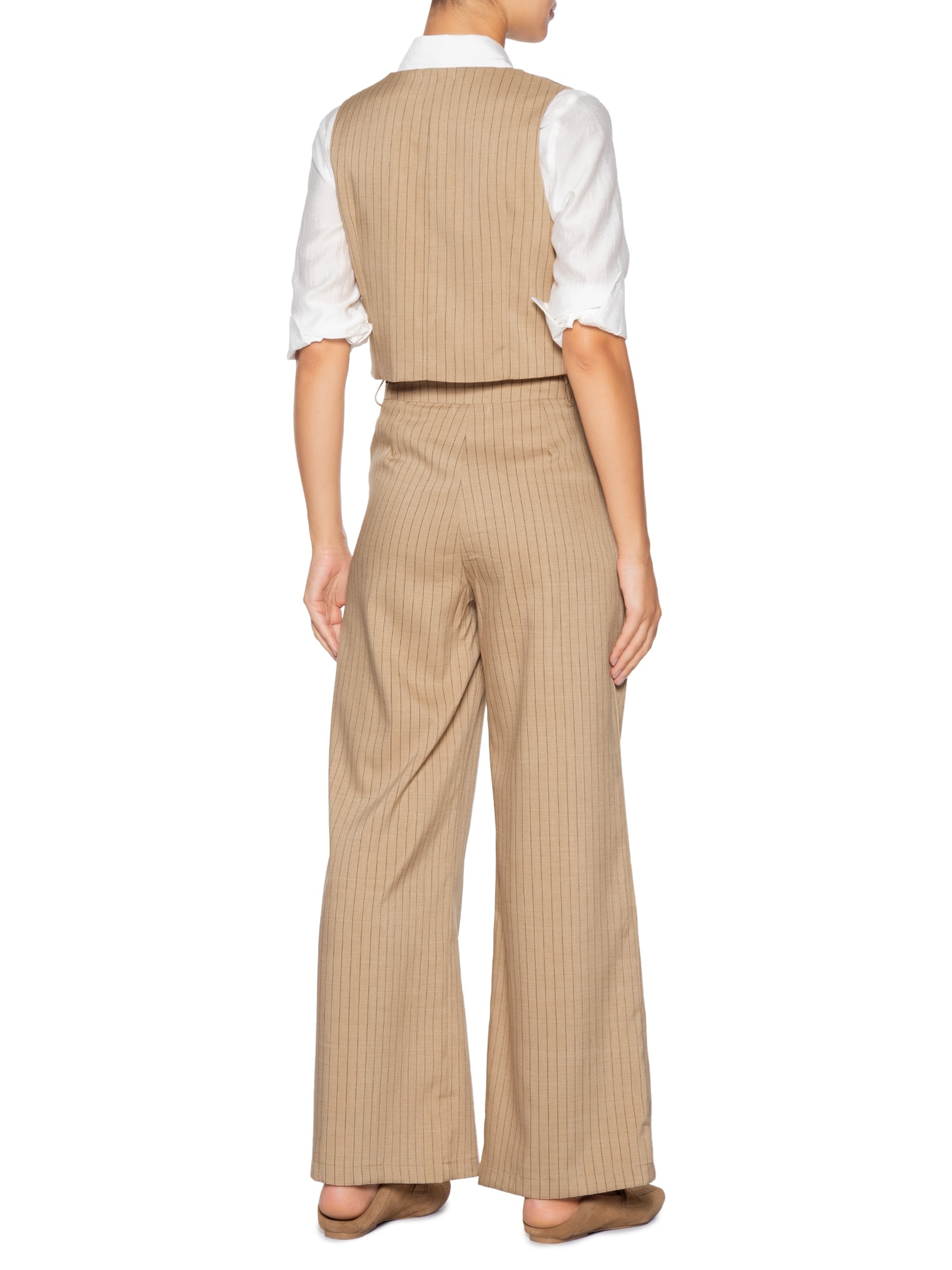 Conjunto Feminino Colete Com Calça De Alfaiataria Marrom Basiq