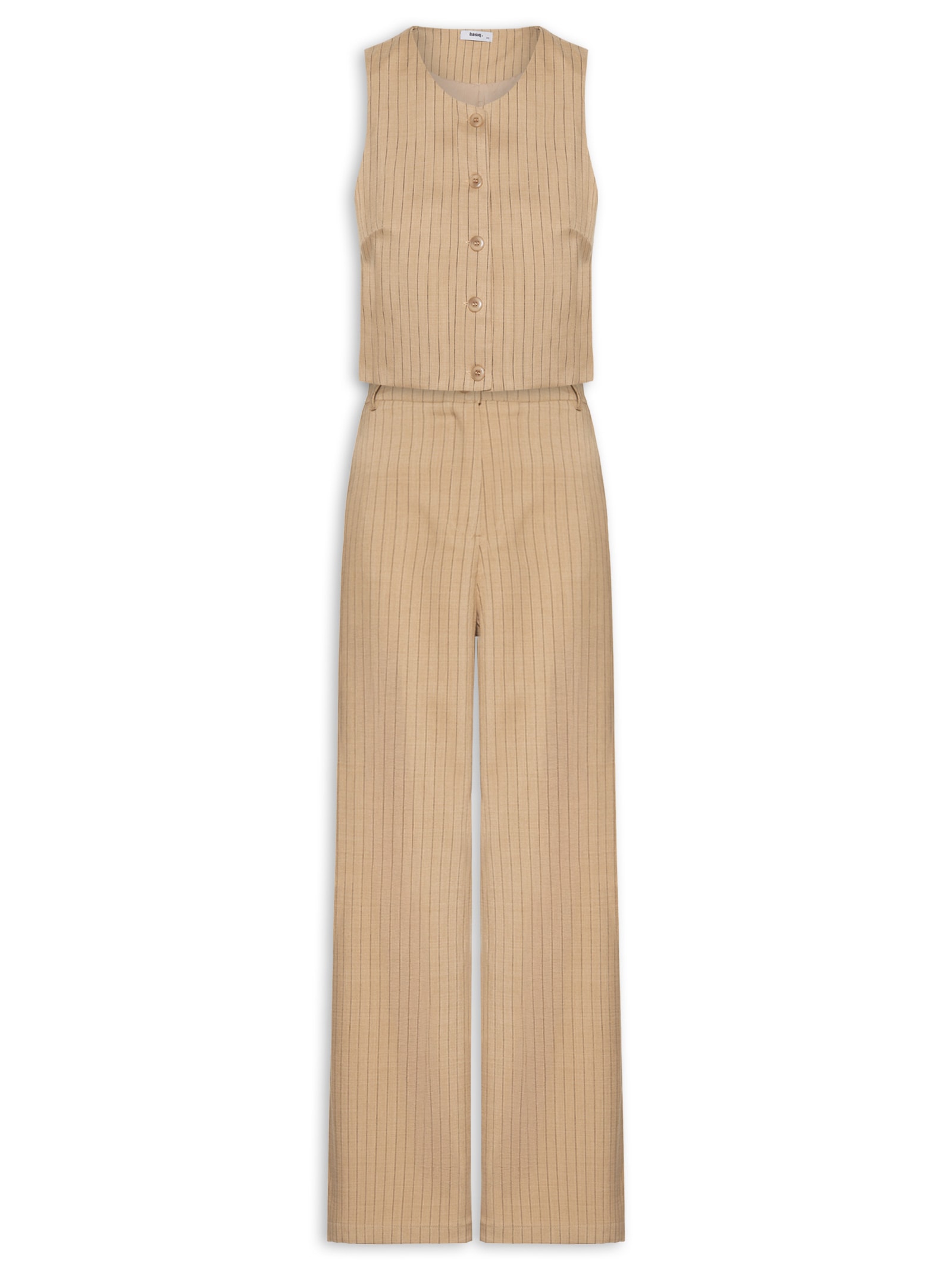 Conjunto Feminino Colete Com Calça De Alfaiataria Marrom Basiq