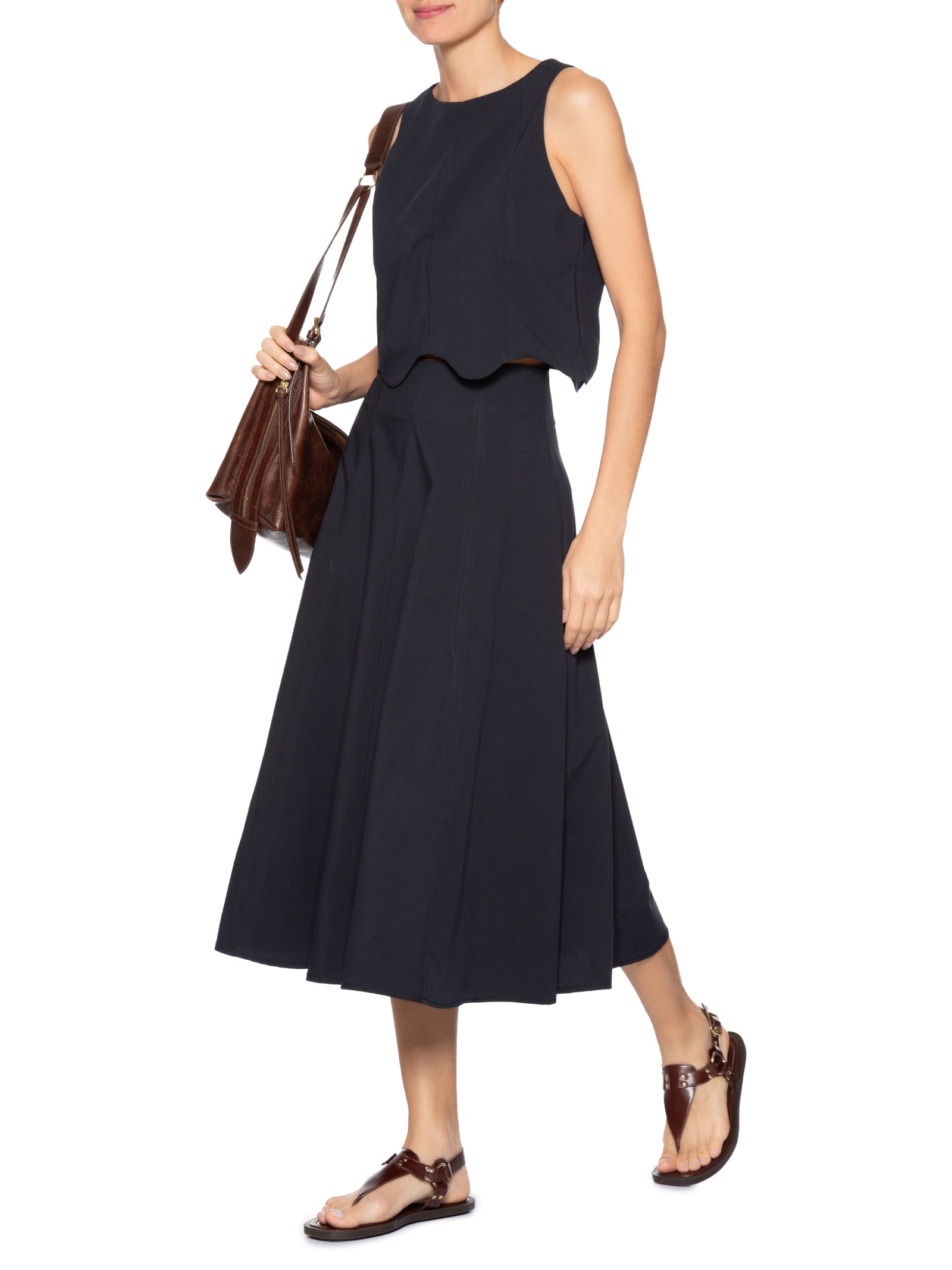 Conjunto Feminino Colete Com Saia Azul Basiq