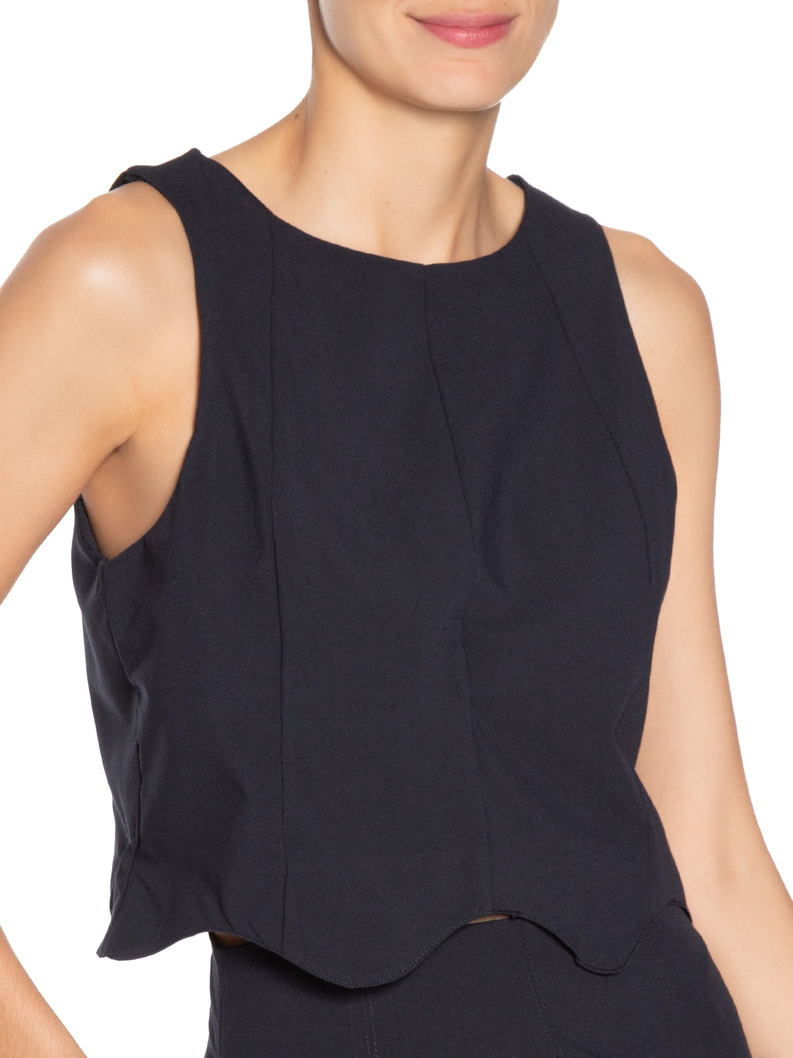 Conjunto Feminino Colete Com Saia Azul Basiq