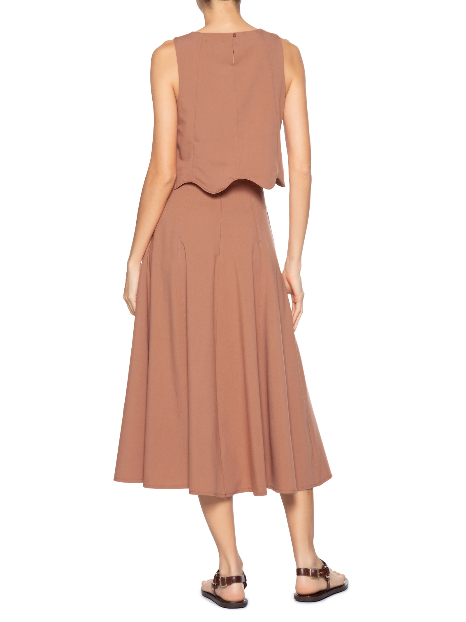 Conjunto Feminino Colete Com Saia Marrom Basiq