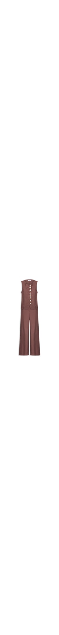 Conjunto Feminino Colete e Calça Botões Naturais - Marrom