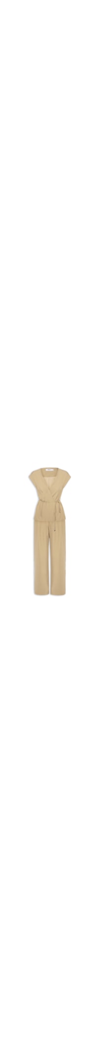 Conjunto Feminino Colete e Calça Com Amarração - Bege
