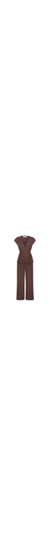 Conjunto Feminino Colete e Calça Com Amarração - Marrom