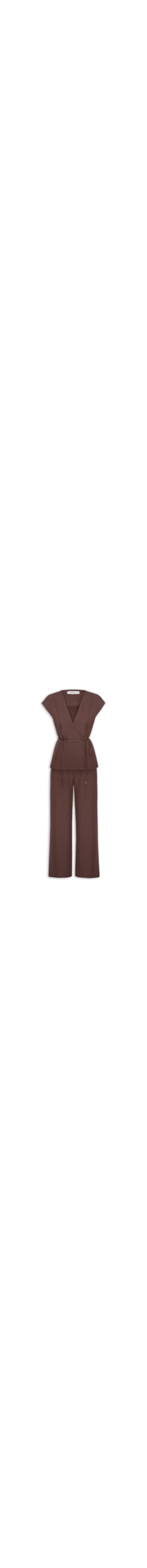 Conjunto Feminino Colete e Calça Com Amarração - Marrom