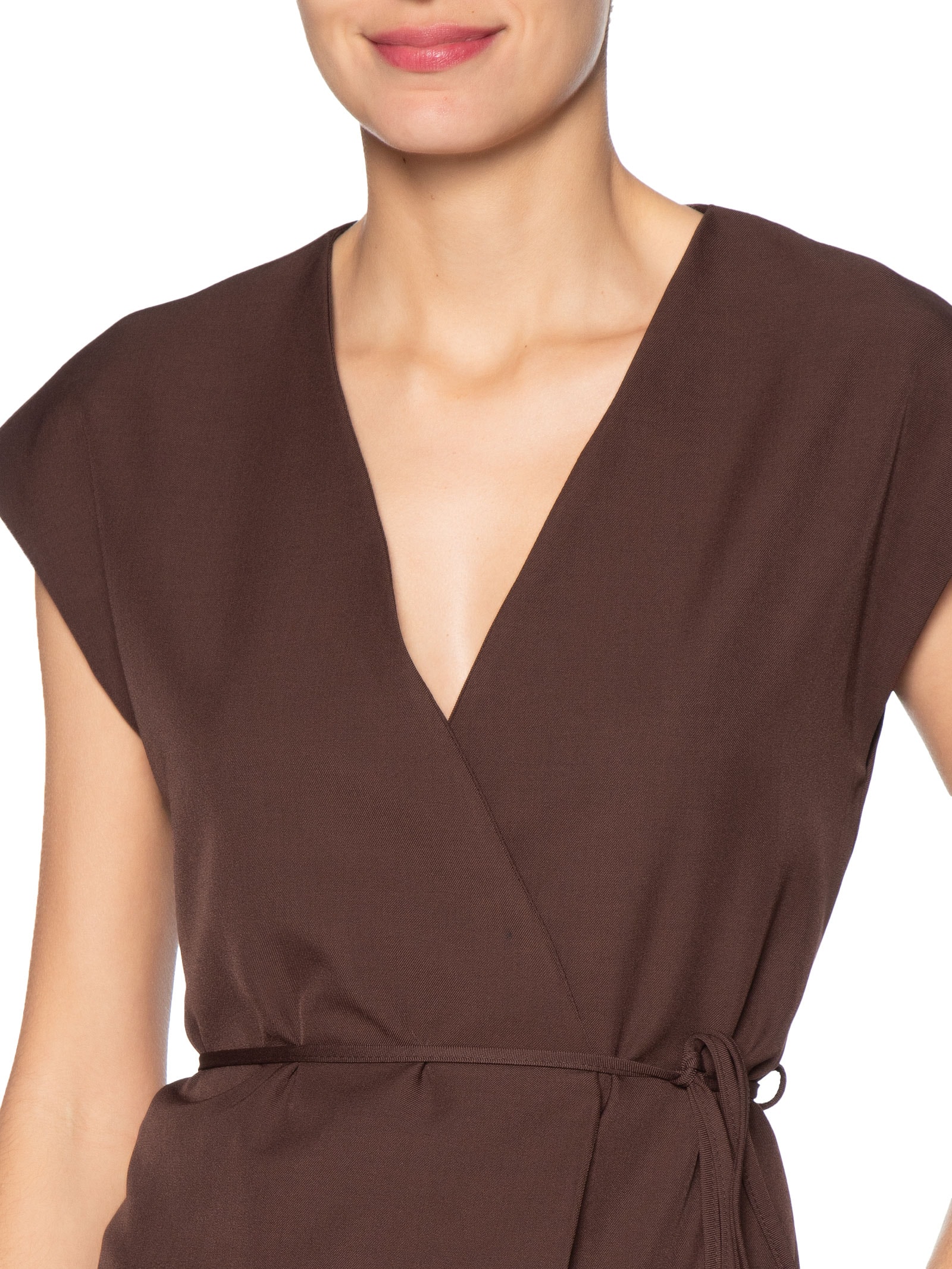 Conjunto Feminino Colete e Calça Com Amarração Marrom Basiq