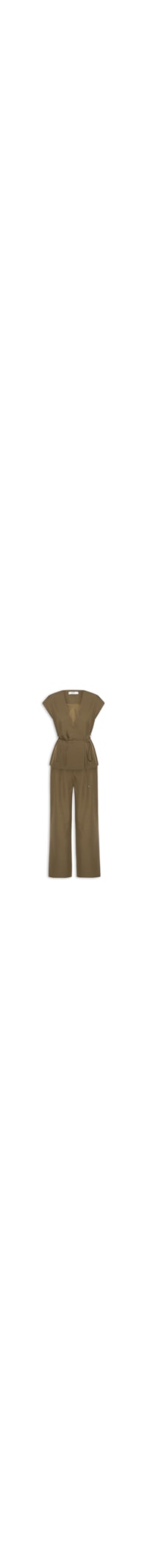 Conjunto Feminino Colete e Calça Com Amarração - Marrom
