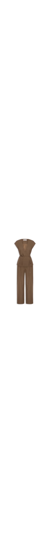 Conjunto Feminino Colete e Calça Com Amarração - Marrom