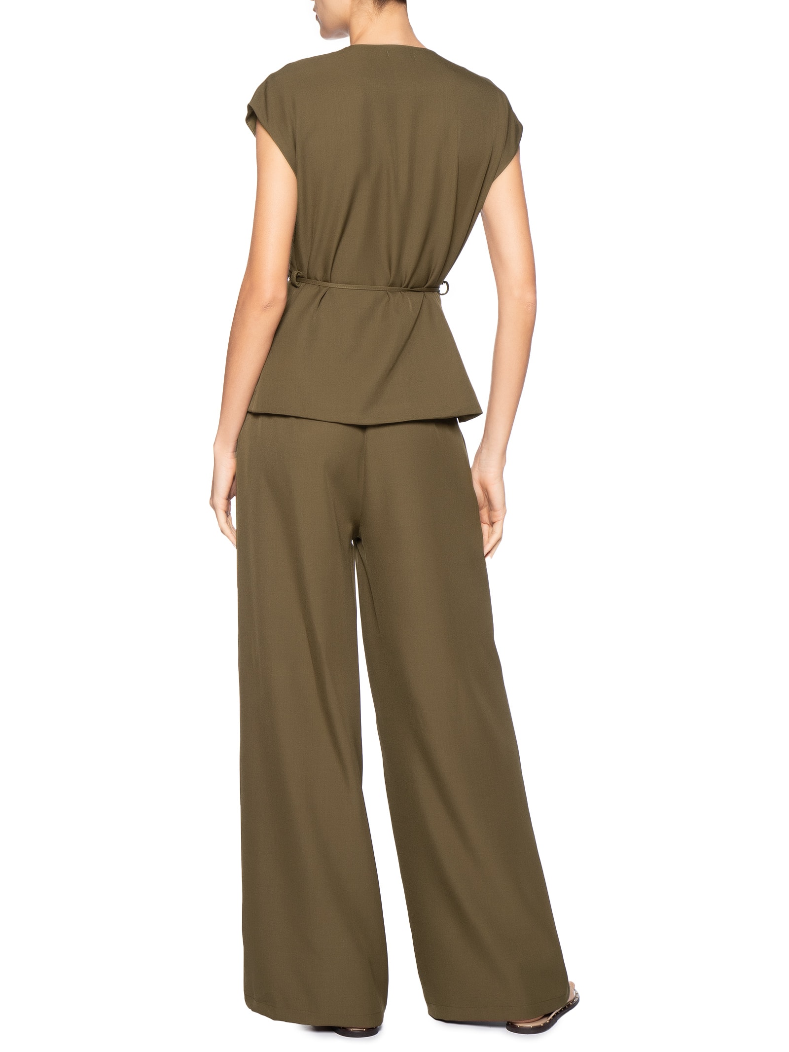Conjunto Feminino Colete e Calça Com Amarração Marrom Basiq