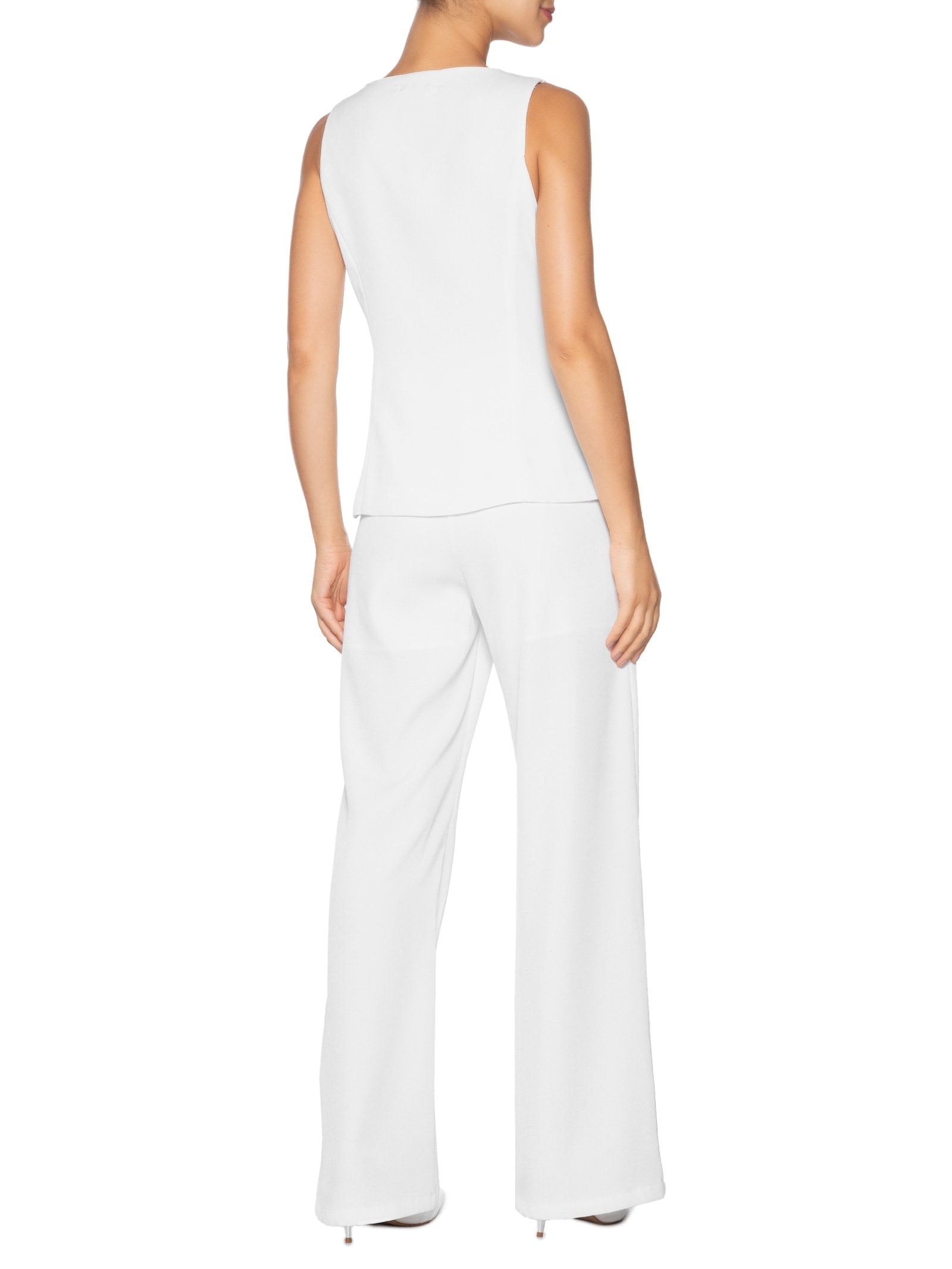 Conjunto Feminino Colete E Calça Pantalona Branco '2Essential