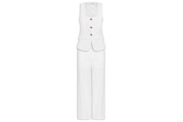 Conjunto Feminino Colete E Calça Pantalona - Branco