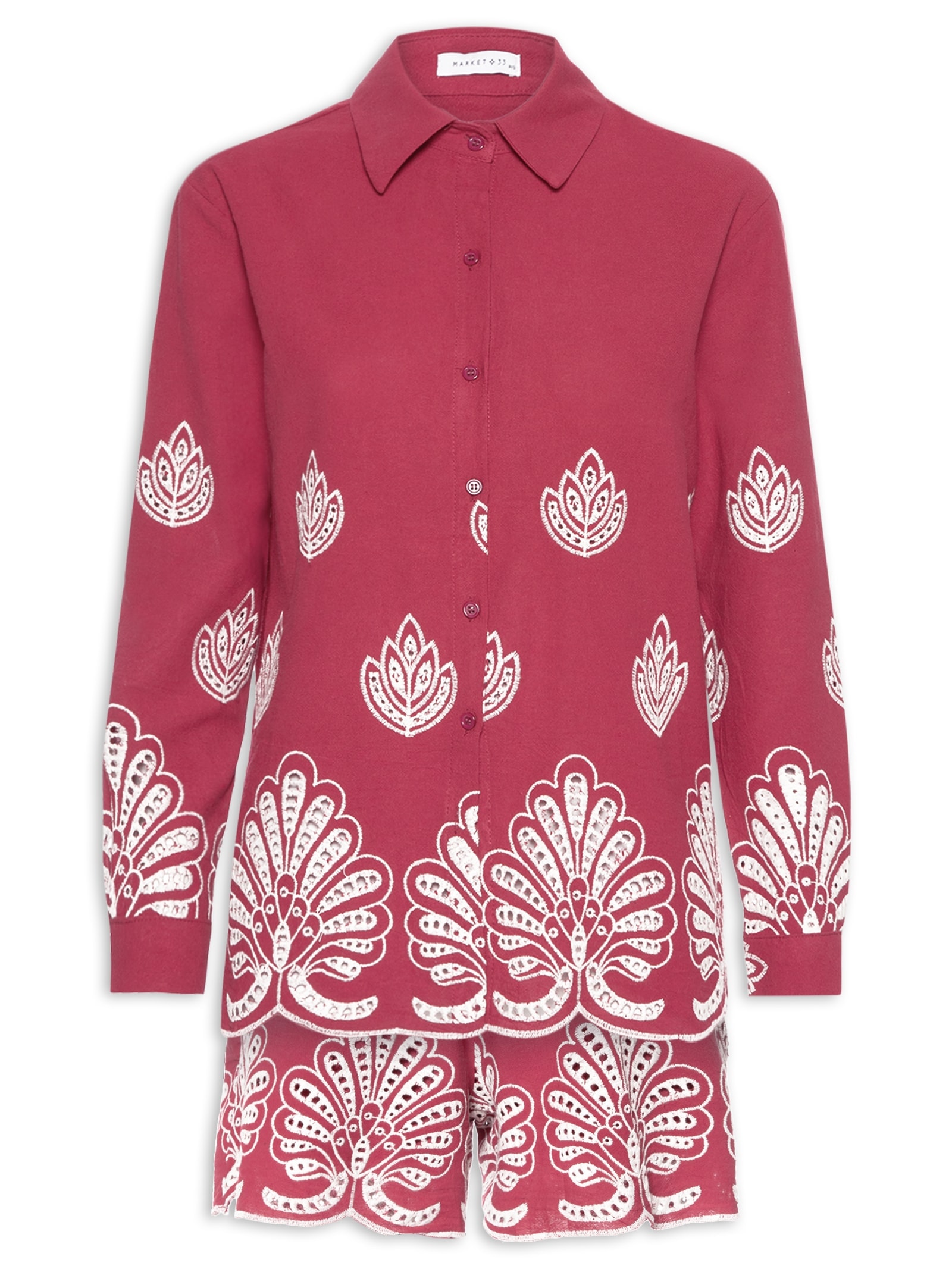 Conjunto Feminino Com Bordado Vermelho Market 33