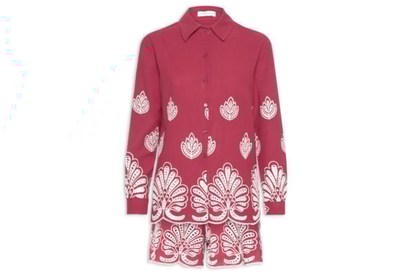 Conjunto Feminino Com Bordado - Vermelho