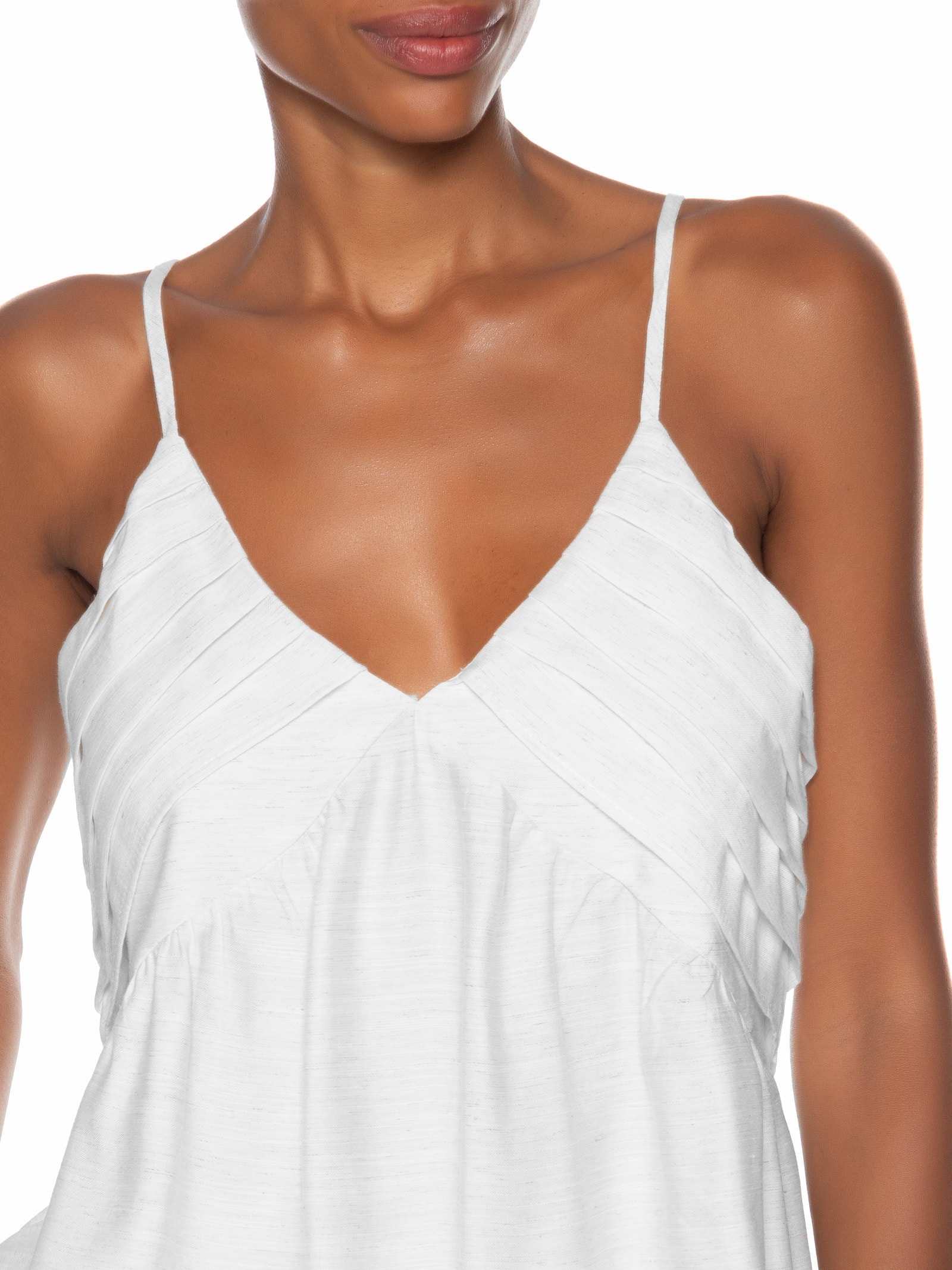 Conjunto Feminino Com Linho Blusa De Alça E Calça Reta Branco Basiq