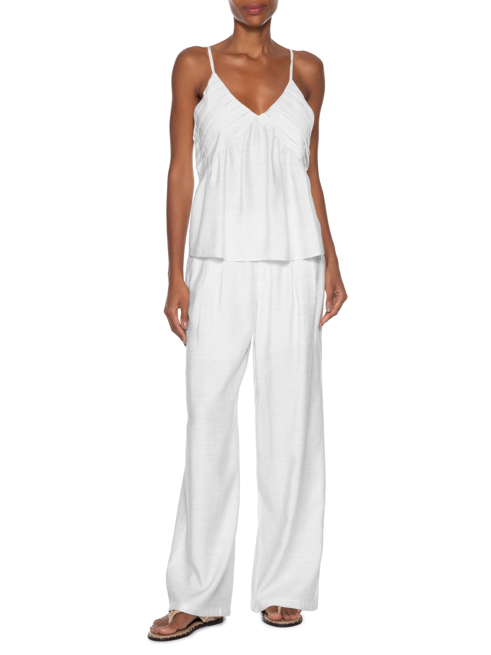 Conjunto Feminino Com Linho Branco Basiq