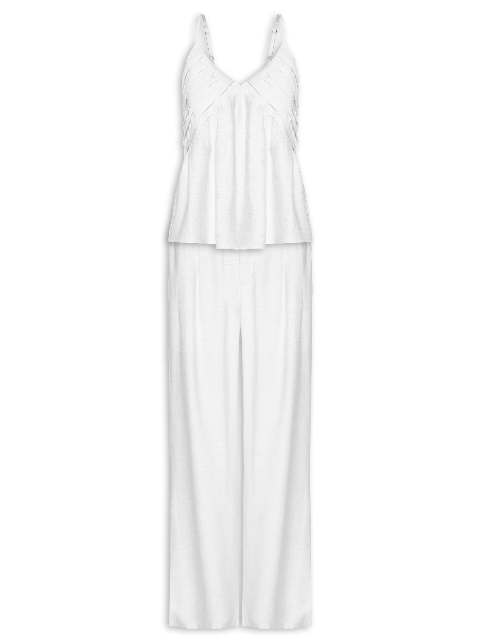 Conjunto Feminino Com Linho Branco Basiq