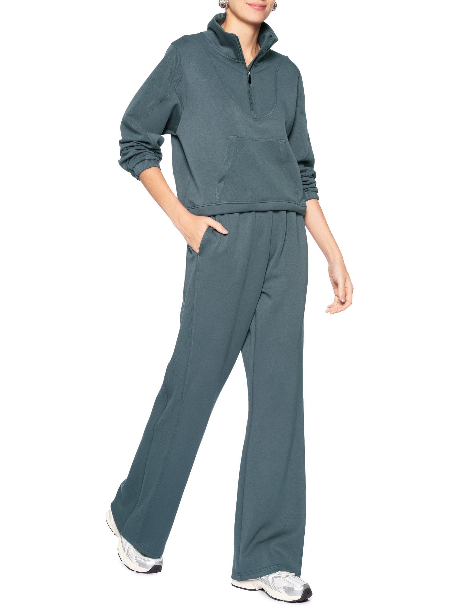 Conjunto Feminino de Moletom – Cinza Market 33
