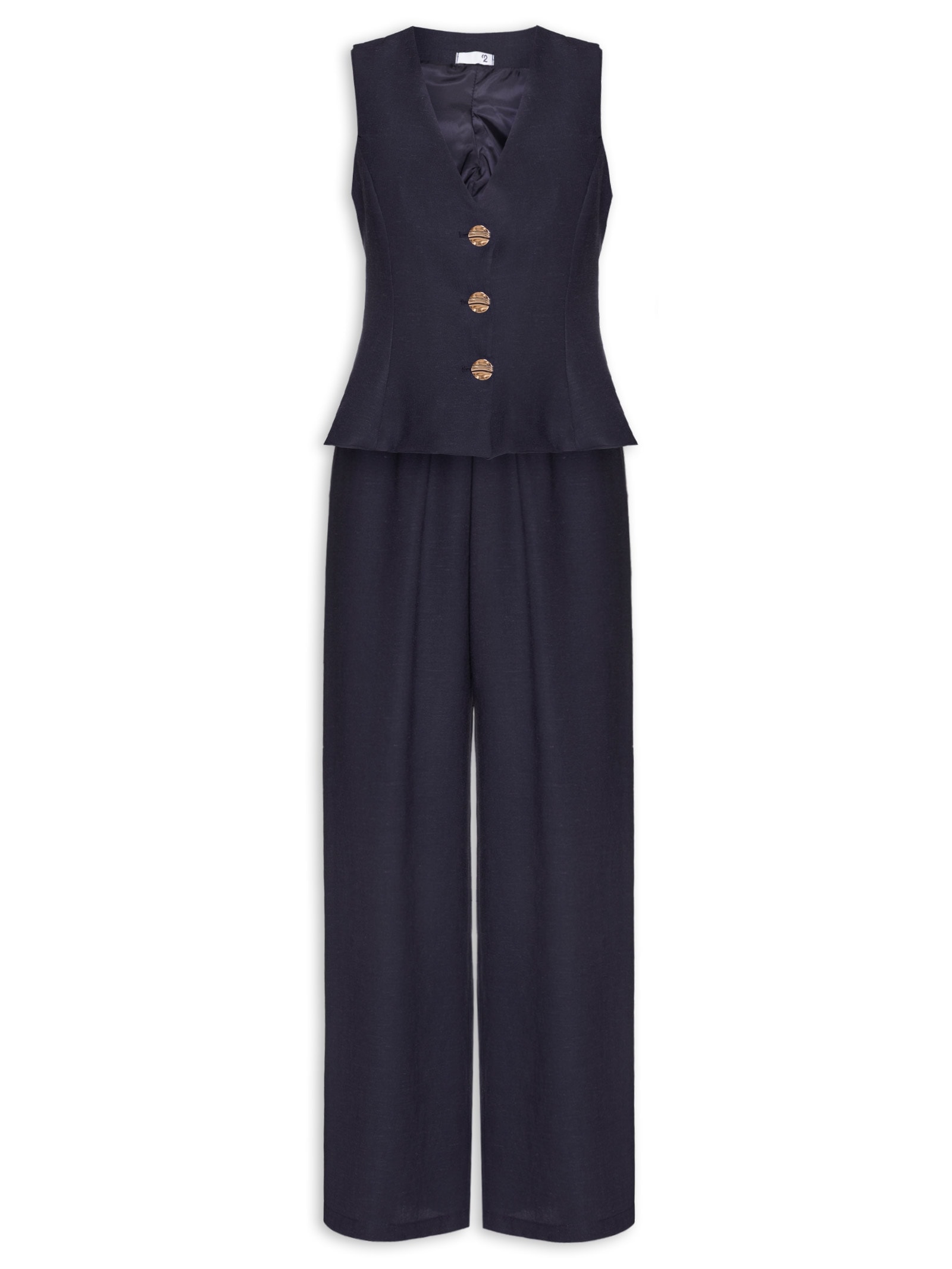 Conjunto Feminino Em Alfaiataria Colete Com Calça Azul '2Essential